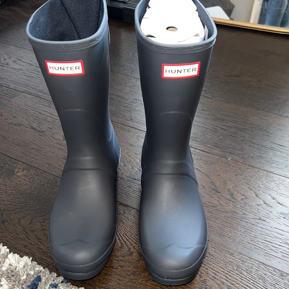 New - Hunter Original Back Adjustable Short Rain Boots - Size 9 Black Ice